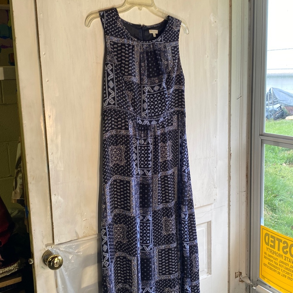 Talbots Sz 8P Blue Lined Soft Full Length Boho Dress- 🎉